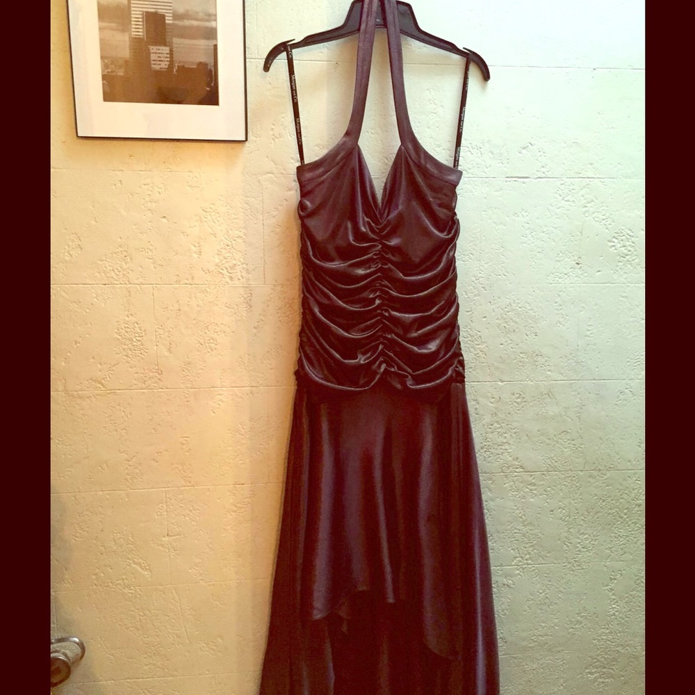Morgan & Co bronze hi low brown dress